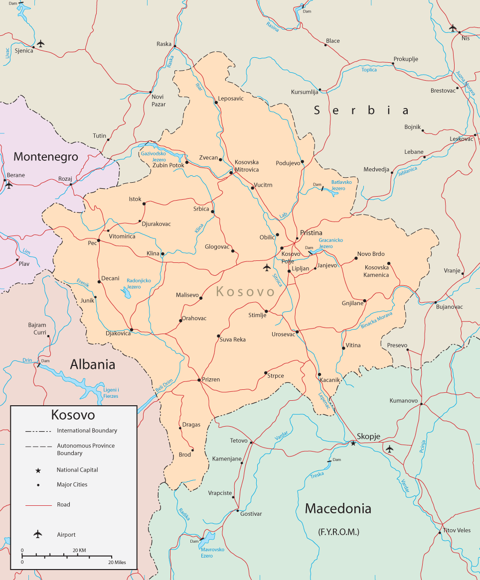 politisch karte von kosovo